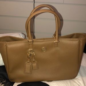 Authentic Tory Burch brown bag with gold accents